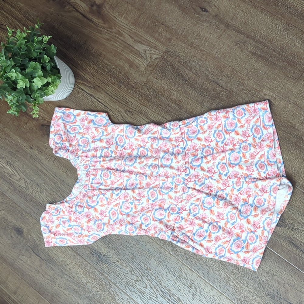 Vineyard Vines Girls Floral Romper With Pockets, Size Small, 6/7